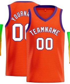 Custom Orange Purple-Classic Tops Men Casual Basketball Jersey