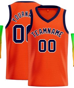 Custom Orange Navv-White Classic Tops Men Casual Basketball Jersey