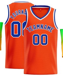 Custom Orange Royal-White Classic Tops Men Casual Basketball Jersey