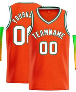 Custom Orange White-Green Classic Tops Men Casual Basketball Jersey