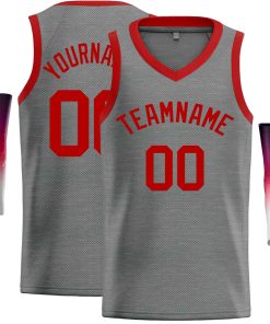 Custom Dark Gray Red-Classic Tops Men Casual Basketball Jersey