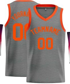 Custom Dark Gray Orange-Classic Tops Men Casual Basketball Jersey