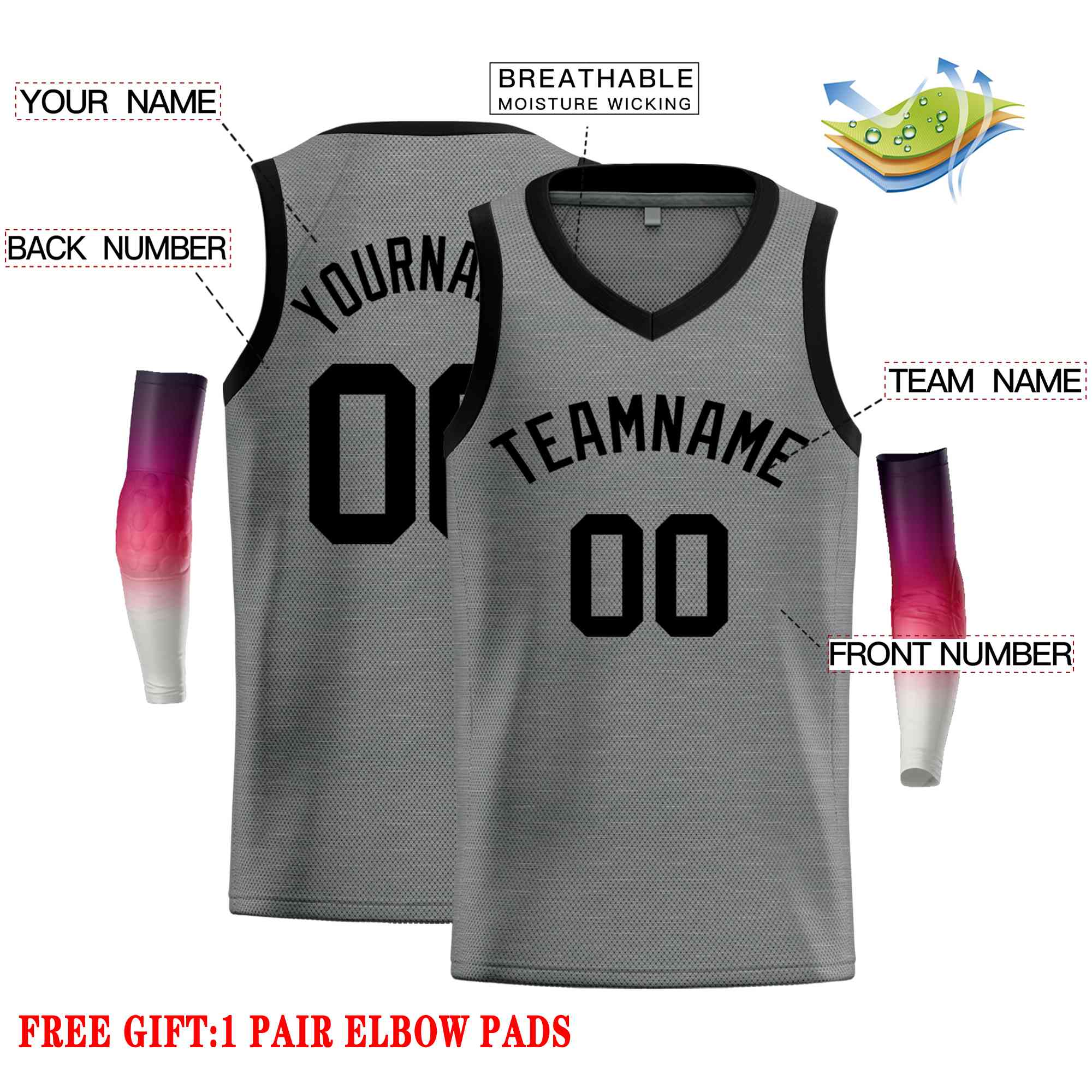 Custom Dark Gray Black-Classic Tops Men Casual Basketball Jersey - Image 2