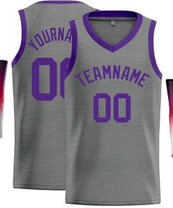Custom Dark Gray Purple-Classic Tops Men Casual Basketball Jersey