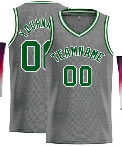 Custom Dark Gray Green-White Classic Tops Men Casual Basketball Jersey