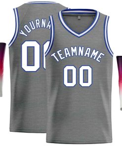 Custom Dark Gray White-Blue Classic Tops Men Casual Basketball Jersey