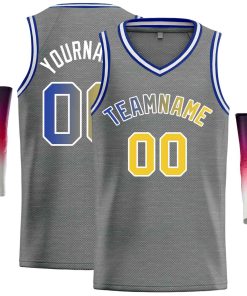 Custom Dark Gray Royal-White Classic Tops Men Casual Basketball Jersey