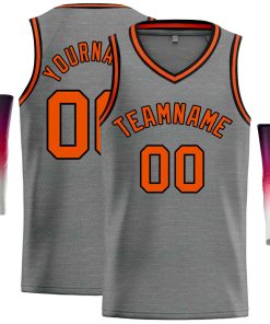 Custom Dark Gray Orange-Black Classic Tops Men Casual Basketball Jersey