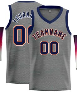Custom Dark Gray Navv-Orange Classic Tops Men Casual Basketball Jersey