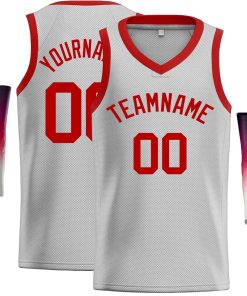 Custom Gray Red-Classic Tops Men Casual Basketball Jersey
