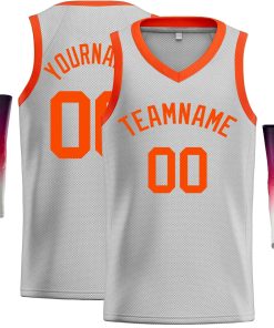 Custom Gray Orange-Classic Tops Men Casual Basketball Jersey