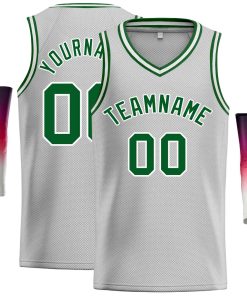 Custom Gray Green-White Classic Tops Men Casual Basketball Jersey