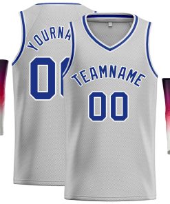 Custom Gray Royal-White Classic Tops Men Casual Basketball Jersey
