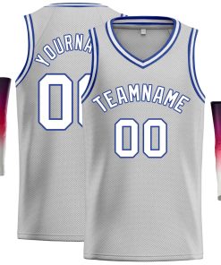 Custom Gray White-Royal Classic Tops Men Casual Basketball Jersey
