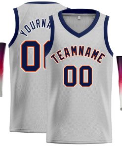 Custom Gray Navv-Orange Classic Tops Men Casual Basketball Jersey