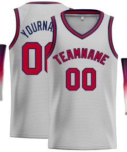 Custom Gray Maroon-Navv Classic Tops Men Casual Basketball Jersey