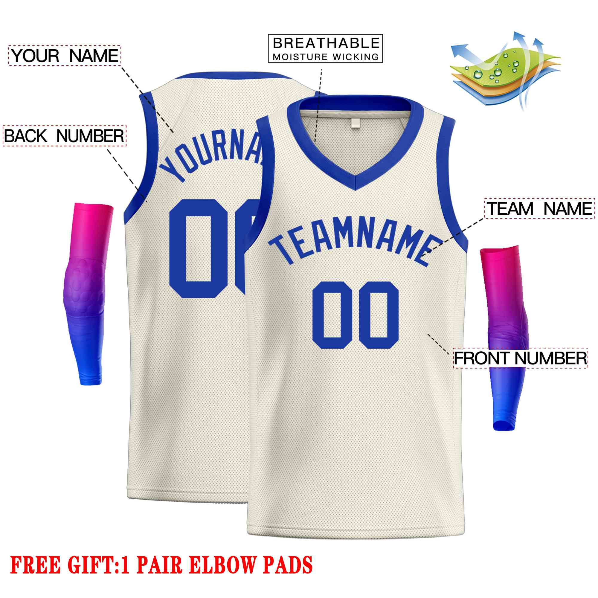 Custom Cream Royal-Classic Tops Men Casual Basketball Jersey - Image 2