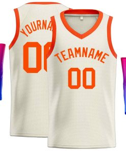 Custom Cream Orange-Classic Tops Men Casual Basketball Jersey