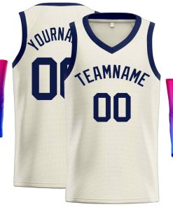 Custom Cream Navv-Classic Tops Men Casual Basketball Jersey