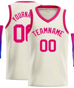 Custom Cream Pink-Classic Tops Men Casual Basketball Jersey