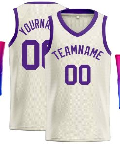 Custom Cream Purple-Classic Tops Men Casual Basketball Jersey