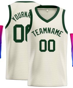 Custom Cream Hunter Green-Classic Tops Men Casual Basketball Jersey