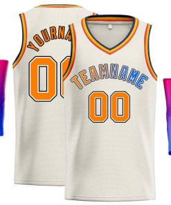 Custom Cream Orange-Classic Tops Men Casual Basketball Jersey
