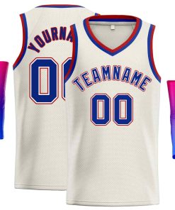 Custom Cream Royal-Maroon Classic Tops Men Casual Basketball Jersey