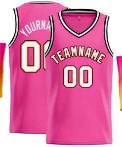 Custom Pink White-Orange Classic Tops Men Casual Basketball Jersey