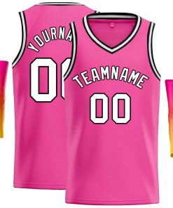 Custom Pink White-Black Classic Tops Men Casual Basketball Jersey