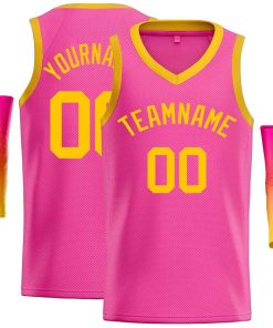 Custom Pink Yellow-Classic Tops Men Casual Basketball Jersey