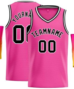 Custom Pink Black-White Classic Tops Men Casual Basketball Jersey
