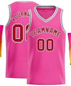 Custom Pink Red-White Classic Tops Men Casual Basketball Jersey