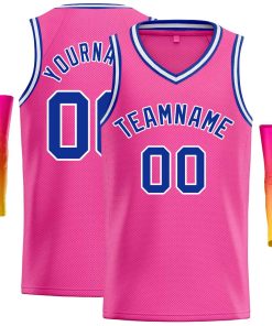 Custom Pink Royal-White Classic Tops Men Casual Basketball Jersey