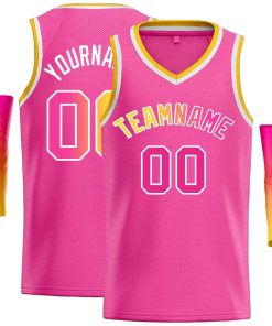 Custom Pink White Classic Tops Men Casual Basketball Jersey