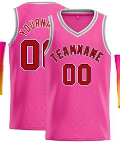 Custom Pink Maroon-Black Classic Tops Men Casual Basketball Jersey