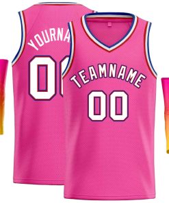 Custom Pink White-Maroon Classic Tops Men Casual Basketball Jersey