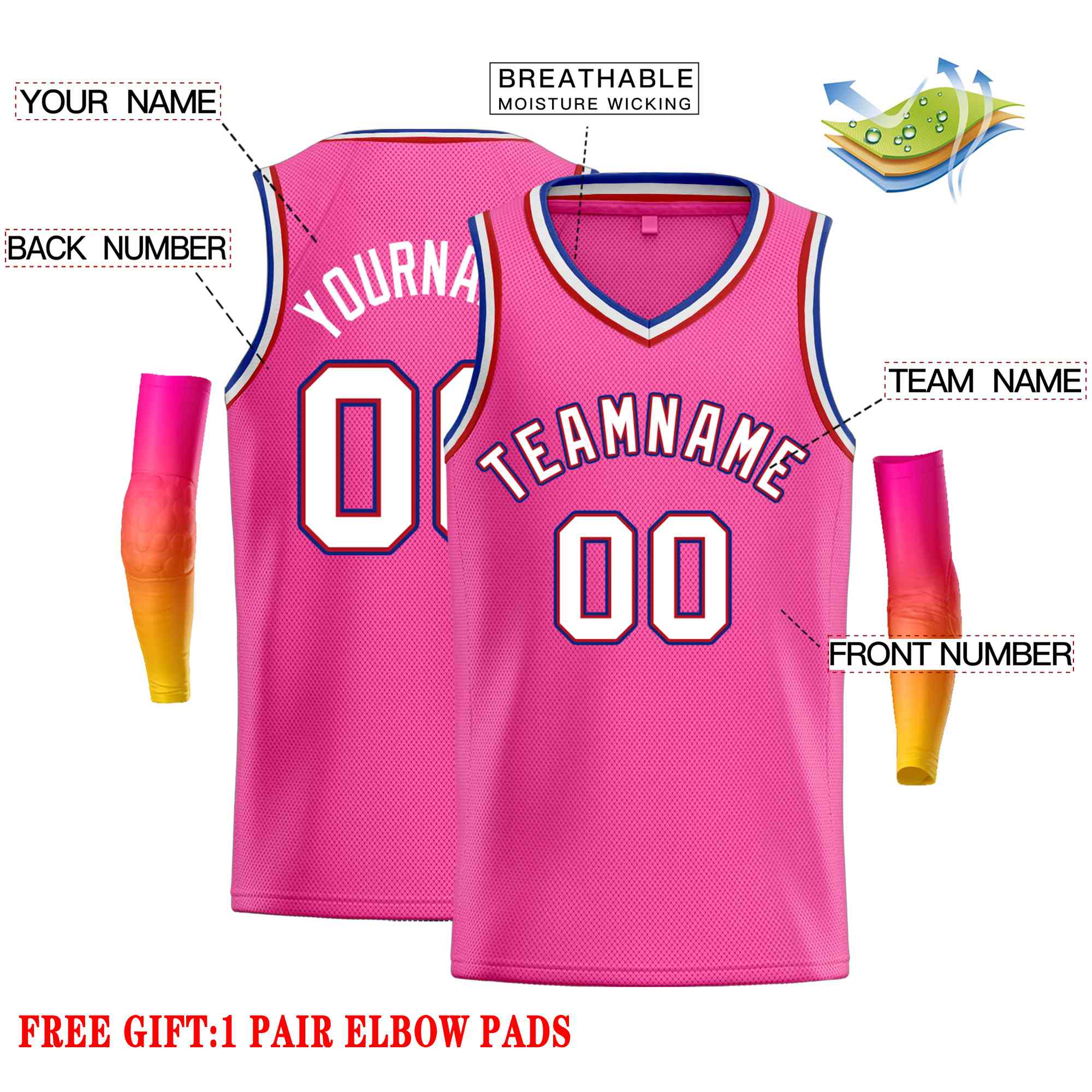 Custom Pink White-Maroon Classic Tops Men Casual Basketball Jersey - Image 2