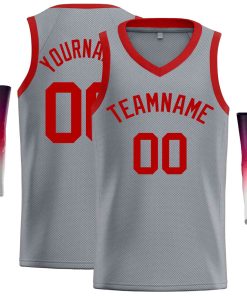 Custom Dark Gray Red-Classic Tops Men Casual Basketball Jersey