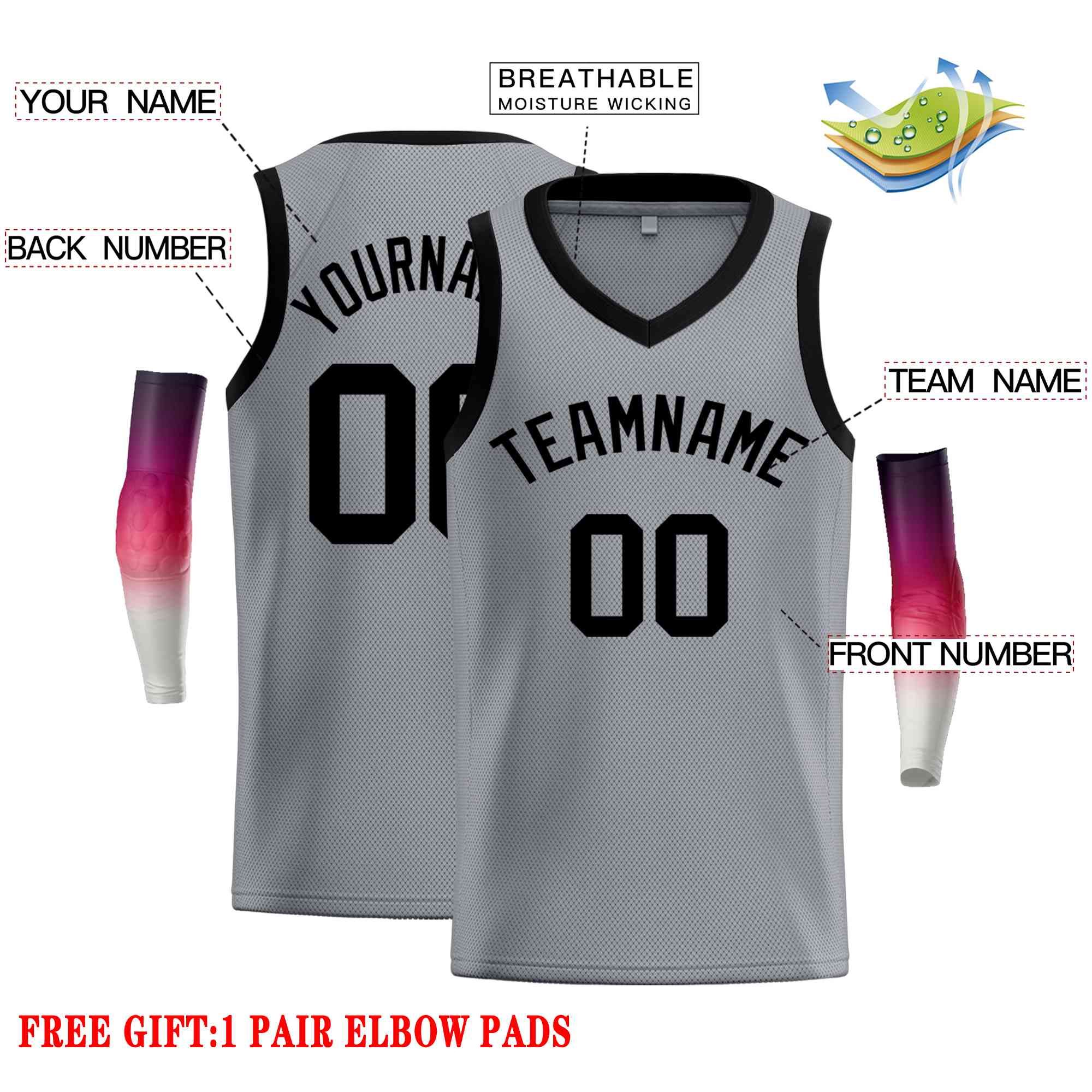 Custom Dark Gray Black-Classic Tops Men Casual Basketball Jersey - Image 2