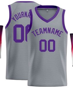 Custom Dark Gray Purple-Classic Tops Men Casual Basketball Jersey
