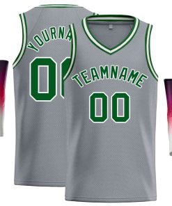 Custom Dark Gray Green-White Classic Tops Men Casual Basketball Jersey