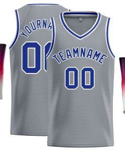 Custom Dark Gray Royal-White Classic Tops Men Casual Basketball Jersey