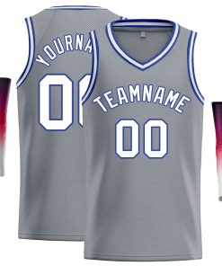 Custom Dark Gray White-Blue Classic Tops Men Casual Basketball Jersey