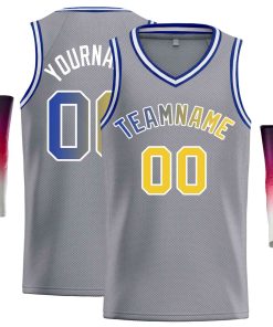 Custom Dark Gray Yellow-Royal Classic Tops Men Casual Basketball Jersey