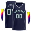 Custom Navy Gray-Green Classic Tops Men Casual Basketball Jersey