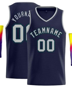 Custom Navy Gray-Green Classic Tops Men Casual Basketball Jersey