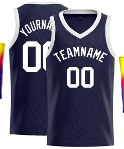 Custom Navy White-Classic Tops Men Casual Basketball Jersey