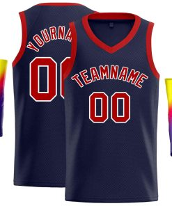 Custom Navy Red-White Classic Tops Men Casual Basketball Jersey