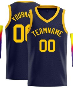 Custom Navy Yellow-Classic Tops Men Casual Basketball Jersey